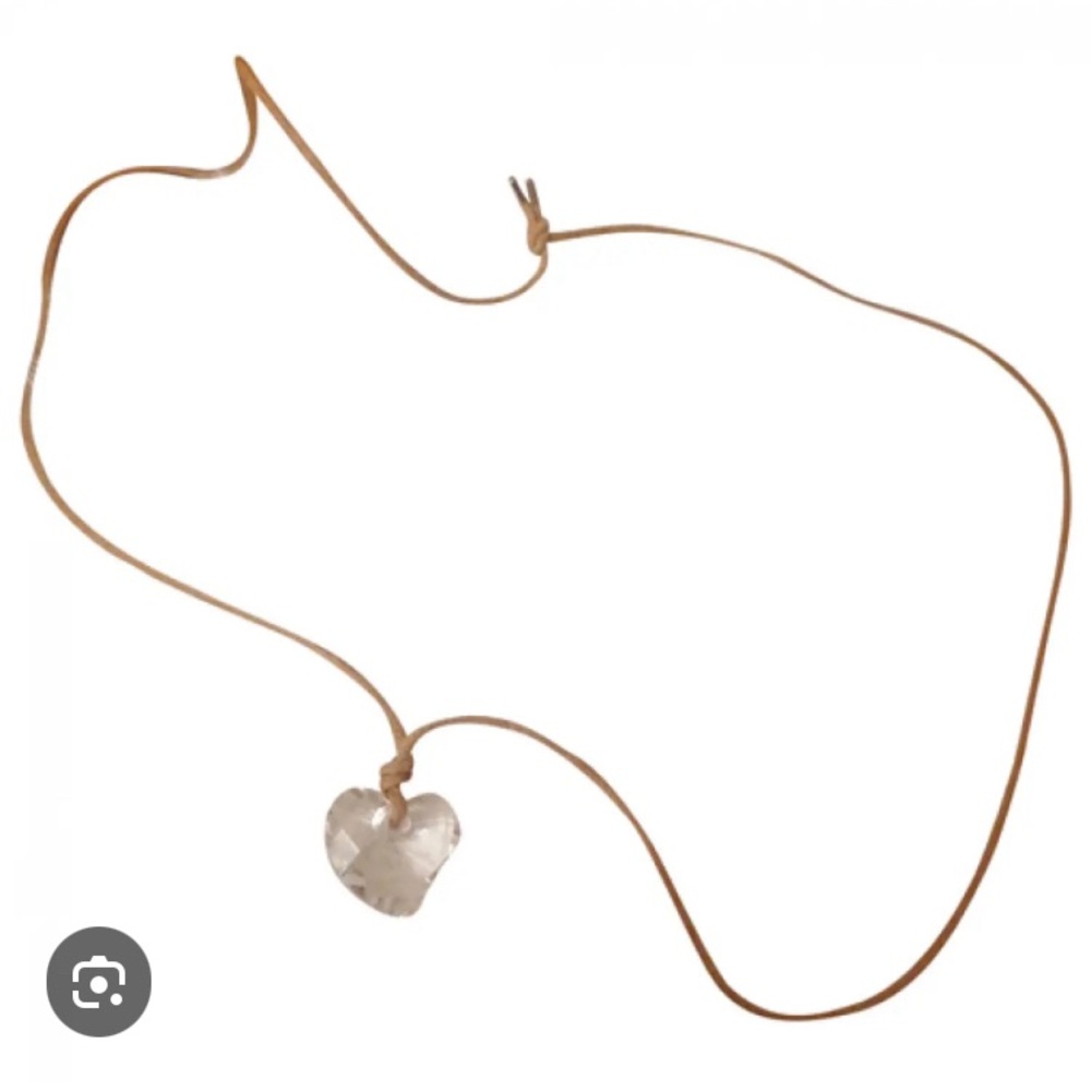 Swarski heart pendant on leather necklace